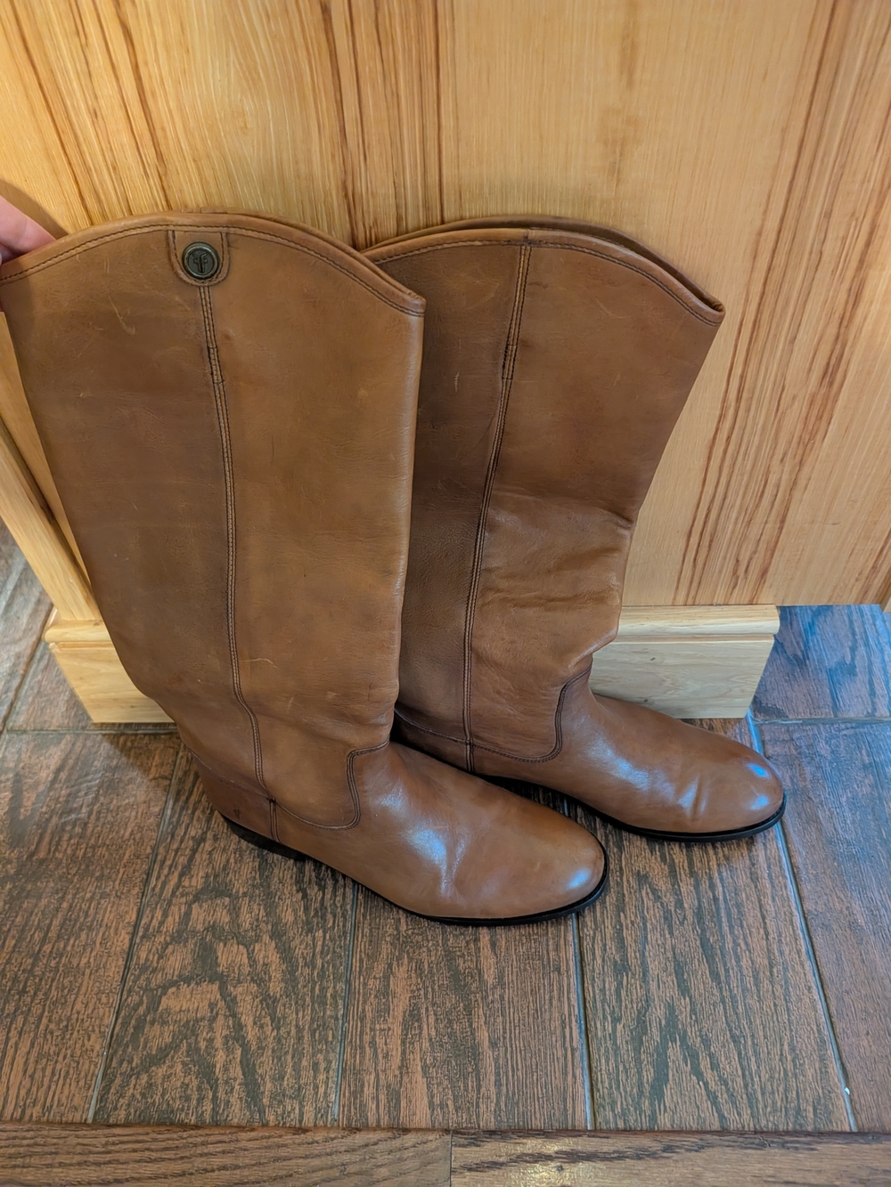 Frye Tall Leather Riding Boots - Cognac Brown